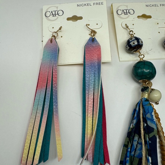 586-Cato Dangle Drop Earring Lot Of 2 Nickel Free Fun Fashion Style - Picture 2 of 9